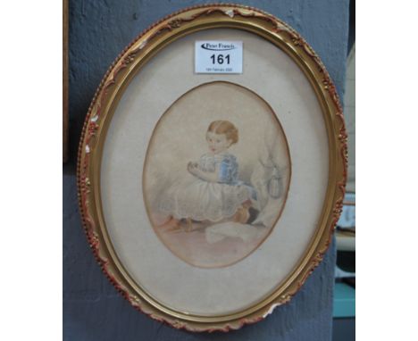 19th Century British school, portrait of a little girl, watercolours, oval 16 x 12cm approx. Framed and glazed. (B.P. 24% inc