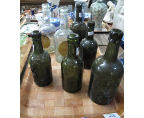 Tray of vintage glass bottles to include; L.H. Thomas Haverfordwest, Guinness bottles etc. (7 bottles) (B.P. 24% incl. VAT)