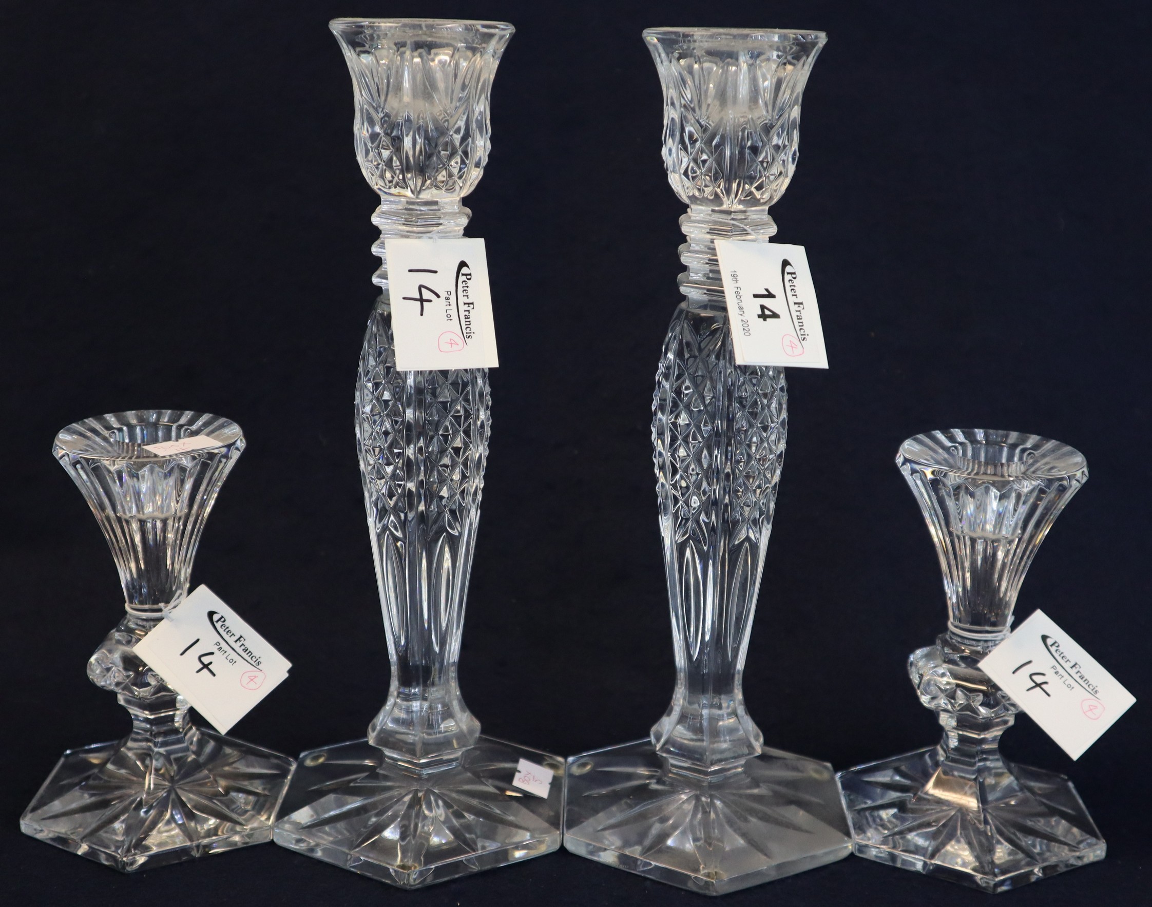 Pair of Waterford lead crystal 'Bethany' 10" candlesticks in original