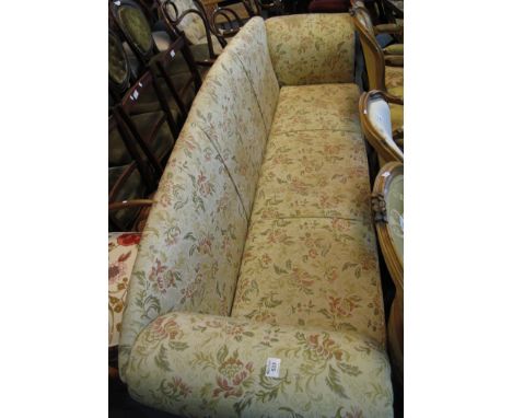 Early 20th Century florally and foliate upholstered three seater sofa. (B.P. 24% incl. VAT) CONDITION REPORT: Length 215cmHei