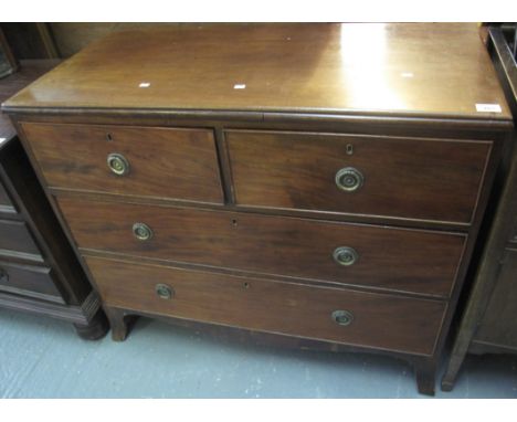 19th Century mahogany straight front chest of two short and two long drawers of small proportions on bracket feet. (B.P. 24% 