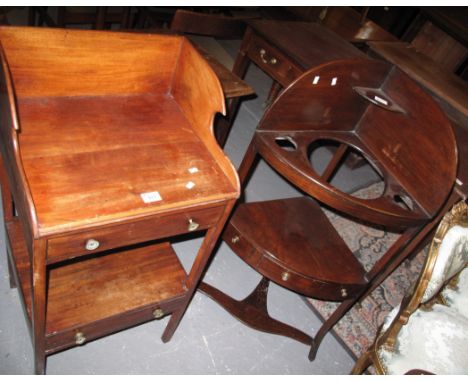 19th Century mahogany bow front corner washstand, together with a similar 19th Century washstand. (2)(B.P. 24% incl. VAT)