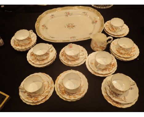 Victorian ceramic tea service and a large meat plate 