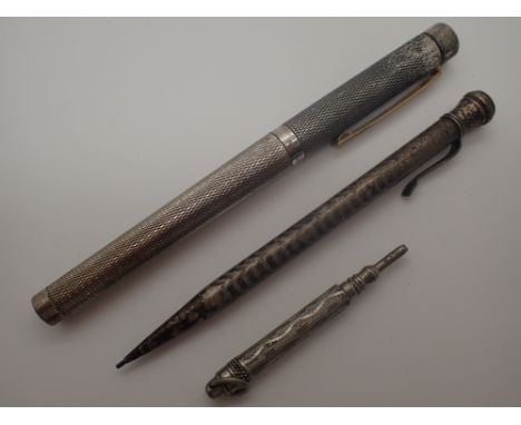 Silver plated Sheaffer fountain pen with 14ct gold nib and two others 