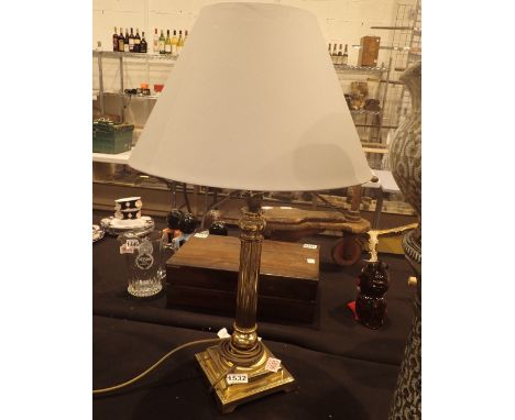 Brass table lamp and shade