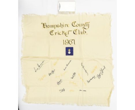 Hampshire County Cricket Club, 'Champion County 1961', a silver cigarette case with engine turned decoration, 15.5cm, togethe