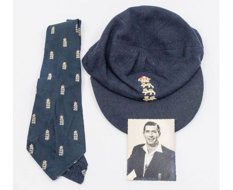 England cricket cap, c 1950, by Simpson of Piccadilly, awarded to Derek Shackleton (Hampshire) and initialled faintly DS, tog