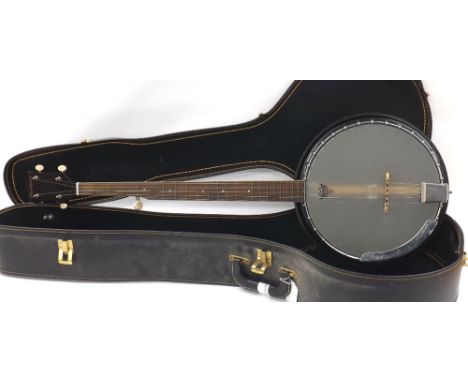 Harmony five string banjo, made in USA, with 11" skin and 26.5" scale, semi rigid hard case