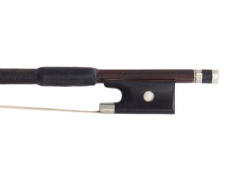 Nickel mounted violin bow in the style of Vuillaume, unstamped, 57gm