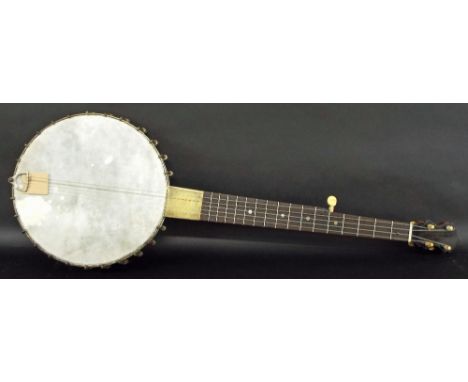 Five string open back banjo inscribed E.C. Dobson, Maker, New York, USA on a plaque to the dowel rod, with 24" scale and 10" 