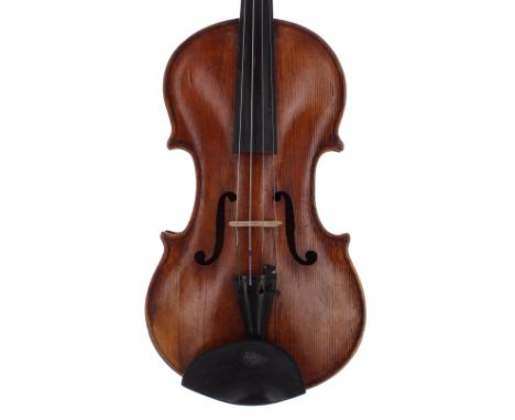 Interesting violin ascribed to the School of Antonio Mariani, unlabelled, the two piece back of faint fine curl with plainish