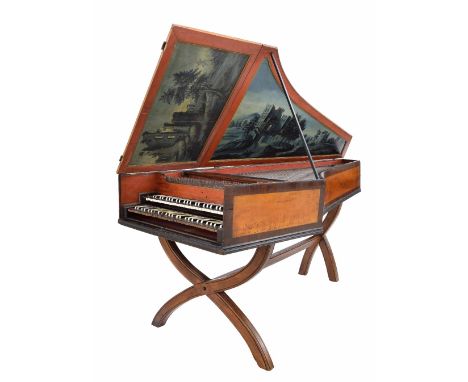 French two-manual harpsichord by Sébastien Garnier, Paris, 1747, the case side veneered with panels of pear wood with mahogan