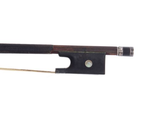 Old silver mounted violin bow, unstamped, 57gm