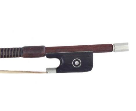 French nickel mounted half size violin bow signed Parisot, 44gm