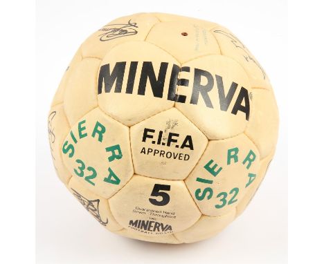 Tottenham Hotspur Team Signed Vintage Football - 21 autographs, to include:  Glenn Hoddle, Steve Perryman, Gary Stevens, Stev