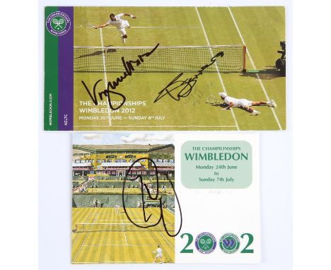  Wimbledon signed ticket holders (2002-2012) - Pair of signed Wimbledon ticket holders, to include; 1 x 2002 signed by Leyton