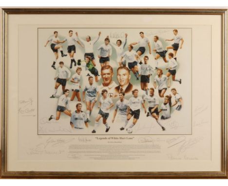 Tottenham Hotspur - Legends of White Hart Lane, art print by Gary Brandham, signed my multiple Spurs players, with COA by A1 