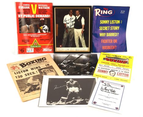 Boxing autographs - to include Muhammad Ali signed photo; Chris Eubank signed programme; July 1968 copy of The Ring magazine;