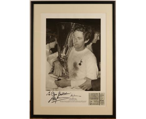 Tottenham Hotspur - signed print of Allan Mullery at 1972 FA Cup final vs Wolves, signed To Chris Best Wishes From Alan', wit