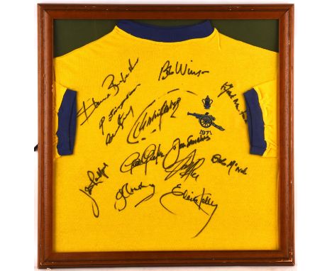 Arsenal 1971 FA Cup Winners Team Signed Shirt - 13 autographs, all signed in black pen to front of shirt, framed and glazed 5