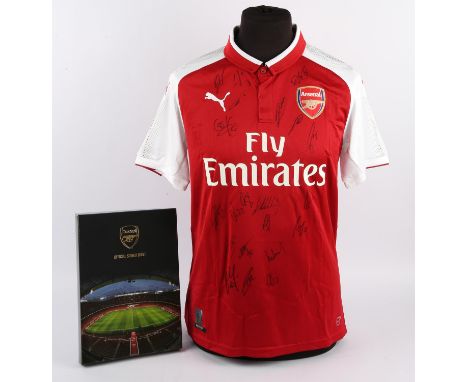 Arsenal 2017/18 Official Team Signed Home Shirt -  21 autographs, to include Peter Cech, Danny Welbeck, Sead Kolasinac, Moham