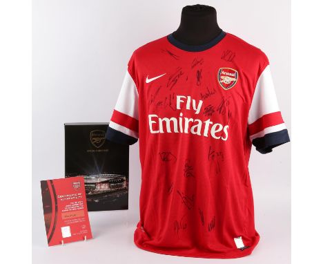 Arsenal 2012/13/14 Official Team Signed Home Shirt -  16 autographs. With Presentation Box and Certificate Of Authenticity, S