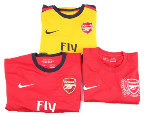 3 Signed Official Arsenal Shirts - Robin van Persie Home Shirt, Signed in black pen on reverse under number 10 'Robin van Per