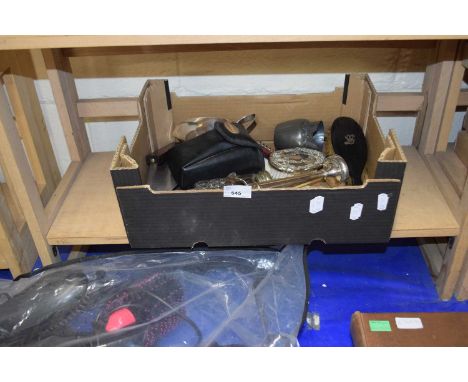 Mixed Lot: Pentax camera, white metal hairbrush, candlestick, sauce boat, Art Deco style cigarette box etc