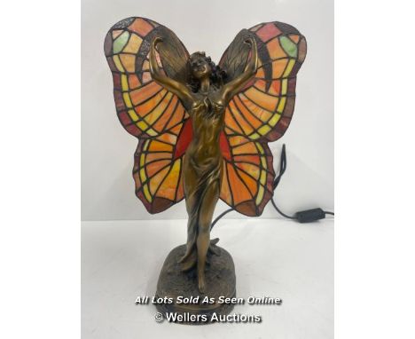 A MODERN ART DECO STLYE FAIRY LAMP, IN WORKING ORDER, ONE BULB NEEDS REPLACING 
