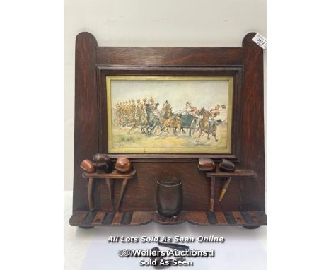 *VINTAGE SMOKING PIPE RACK WITH PRINT BY HARRY PAYNE