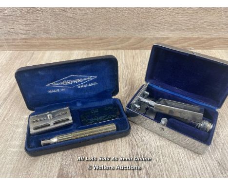TWO VINTAGE GILLETTE MECHANICAL RAZORS 