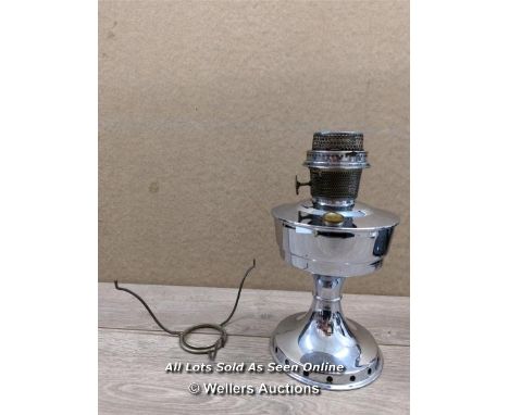 *SUPERB VINTAGE ALADDIN CHROME OIL LAMP WITH TYPE 12 BURNER &amp; 3 ARM SHADE 