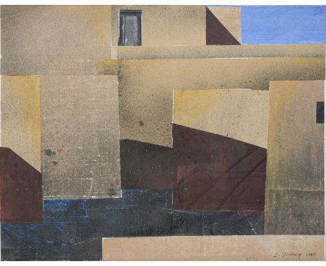 Z. Zhang, 20th c - Abstract Study,&nbsp;signed and dated 1989, mixed media collage, 58 x 72cm, another, signed and dated 1989