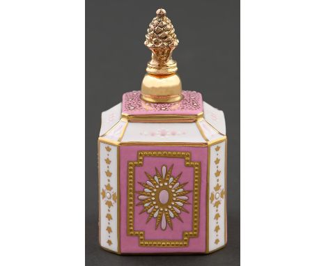 A silver gilt mounted Lynton porcelain scent bottle and silver gilt stopper, late 20th c, painted by S D Nowacki, signed, wit