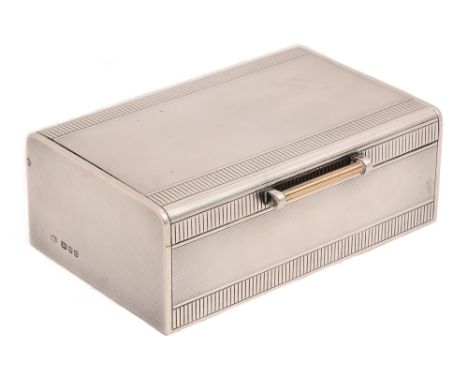 A George VI silver cigarette box, engine turned, 14cm l, by Padgett &amp; Braham Ltd, London 1937  Good quality and condition