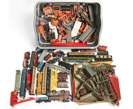 A Bing O-gauge train set, comprising live steam 0-4-0 locomotive and tender, three coaches, track and original card box with 