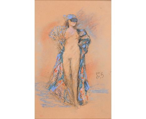 After J.A.M. Whistler - Masquerade, Study of a Female Nude, indistinctly monogrammed, charcoal and pastel on paper, 26.5 x 18