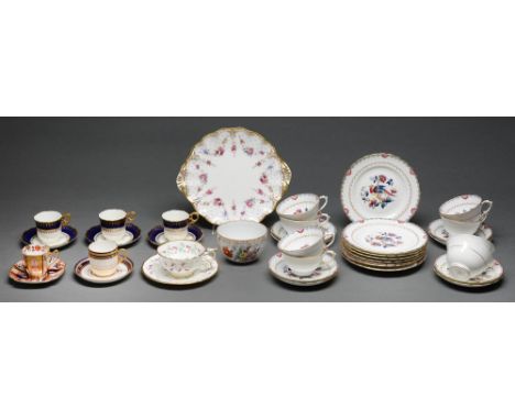 A Tuscan china Bird-on-a-Branch pattern tea service and several contemporary Copeland and other Japan pattern or cobalt and g