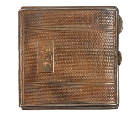 A George VI silver square compact, engine turned, 69 x 69mm, by W I Broadway &amp; Co, Birmingham 1944  Good condition