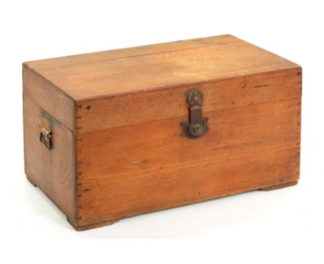 A camphor wood travelling trunk, early 20th c, with iron carrying handles, 44cm h; 47 x 80cm Provenance: Said to have been ac