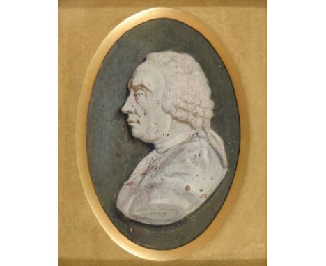 English School (18th century) - Portrait of a Gentleman, possibly George III, bust-length and in profile, oil on board,&nbsp;