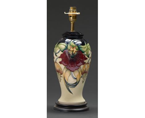 A Moorcroft Anna Lily lamp, 30cm h overall excluding fitment  Good condition