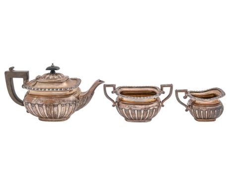 A George V silver bachelor's tea service, teapot 12.5cm h, by The Alexander Clark Manufacturing Co, Birmingham 1921, 24ozs  G