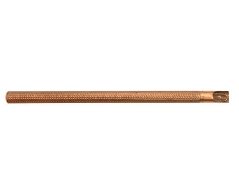 A S Mordan &amp; Co 9ct gold dip pen,&nbsp; engine turned, maker's mark, London 1920, 7.2g  Good condition, wanting nib