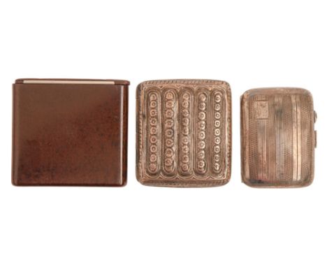 A George V silver cigarette case, 81mm, by John Henry Wynn, Birmingham 1931, an Indian silver repousse cigarette case, 4ozs 1