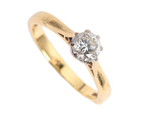 A diamond solitaire ring,&nbsp;with old cut diamonds, in 18ct gold, London 1873, 3.1g, size L  Good condition