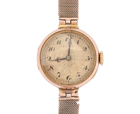A Rolex 9ct gold lady's wristwatch, with wavy engine turned dial and Rolex Prima movement, 24mm diam, import marked Glasgow 1