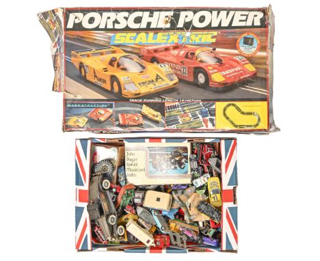 Miscellaneous die cast toys, including Matchbox, Corgi and other toys, and Scalextric Porsche Power set, boxed  Mixed conditi