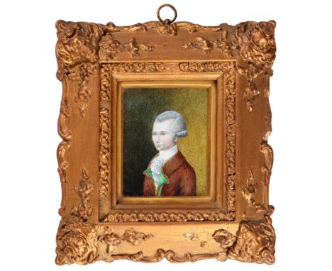 French School - Portrait miniature of a Gentleman,&nbsp;half-length, turned to dexter, dressed in the 18th century fashion, w