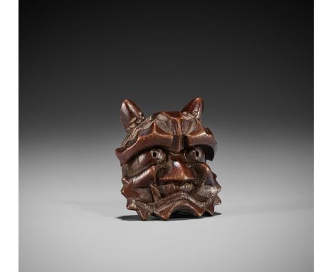 SUKENORI: A WOOD MASK NETSUKE OF AN ONIBy Sukenori (1888-1955), signed Sukenori 亮則Japan, Takayama, Hida province, first half 